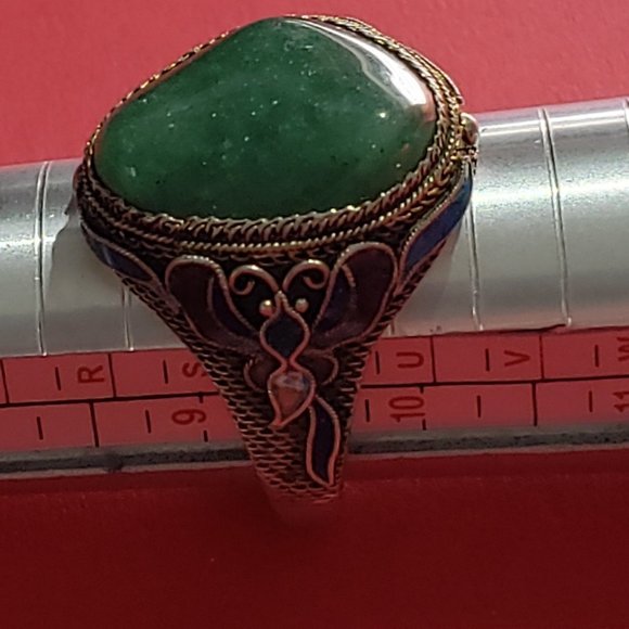Vintage Chinese Silver & Jade Ring - Picture 3 of 7